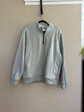 Melrose Place Mens Light Green Quarter-Zip Sweatshirt L Cotton/Poly Stretchy War